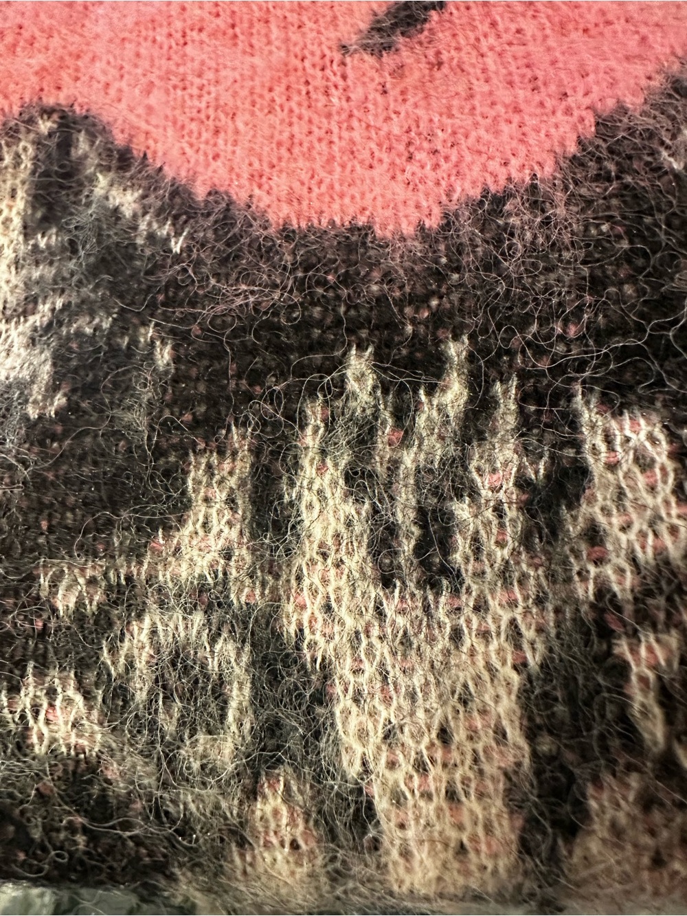 New with Tag! Oxknit Women's Pink Cat & Rose Crewneck Sweater sz M - Picture 5 of 9